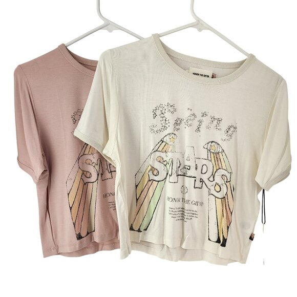 Honor The Gift Tops - Honor The Gift Women's Cropped T-Shirt Short Sleeves XL Rayon Spandex 2-Pk NWT